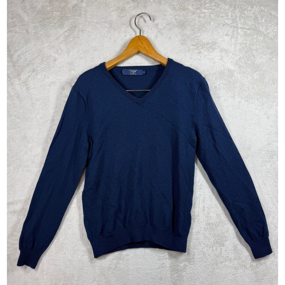 J CREW Mens Sweater MERINO WOOL Blue Size Small Knit V Neck